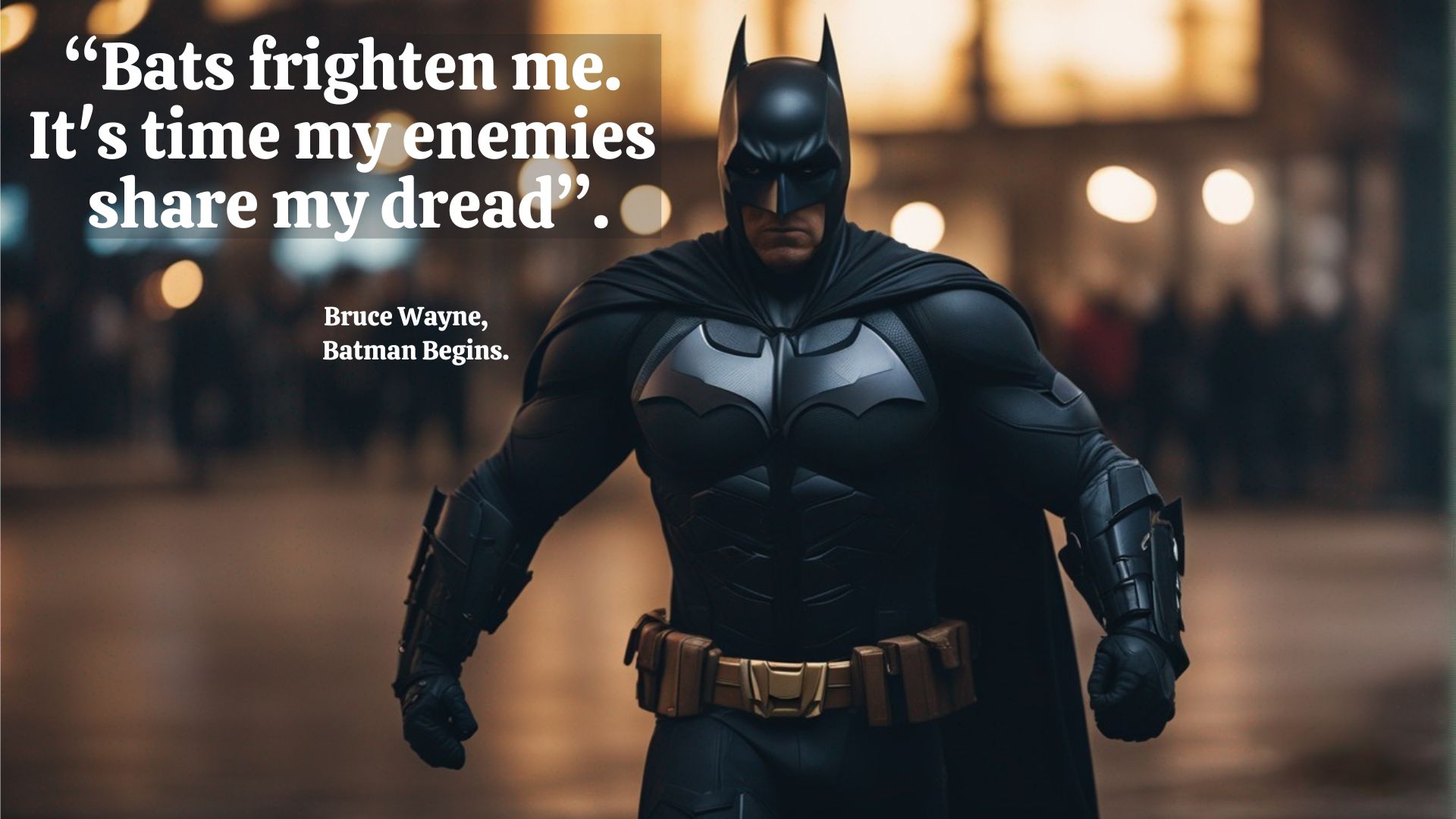 Batman Quotes “Bats frighten me. 
It's time my enemies 
share my dread”.