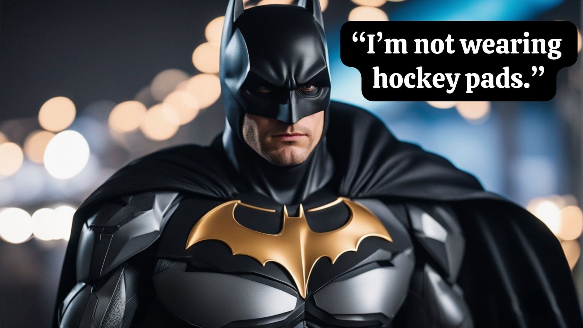 Batman Quote I'm not wearing hockey pads.